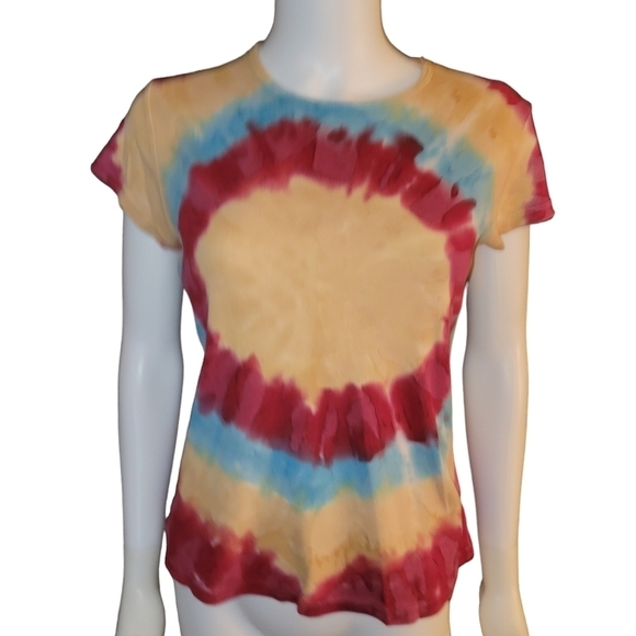 Tryst Tie Dye T Shirt M Yellow Red Blue - Picture 1 of 3